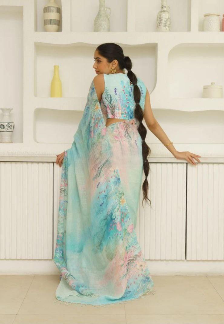 HAANIYA TERI WALE PREMIUM LINEN COTTON SAREE