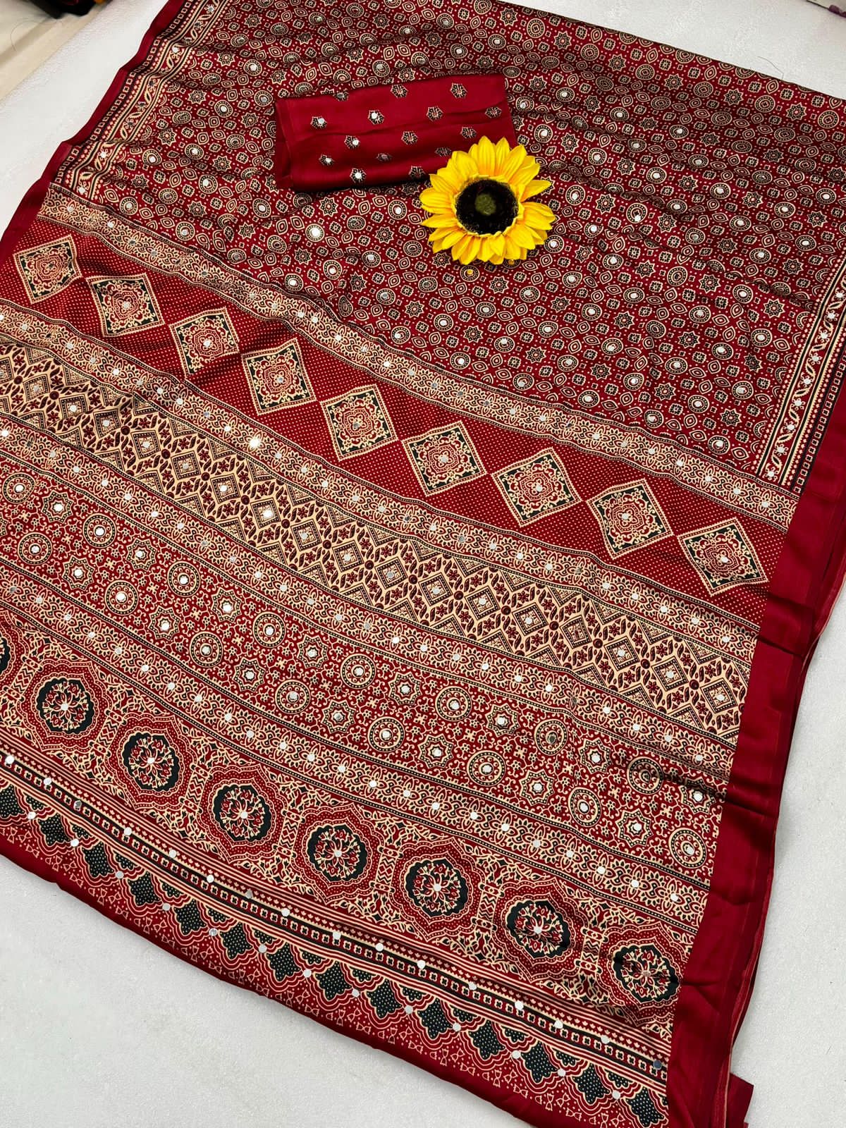 CHAANA VE ORIGINAL MIRROR PREMIUM MODAL SILK SAREE